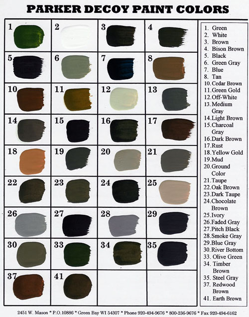 Parker Paint Colors Chart